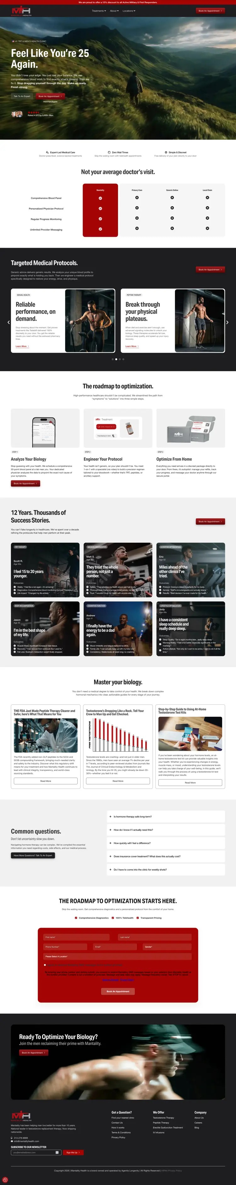 Mantality Health site after redesign